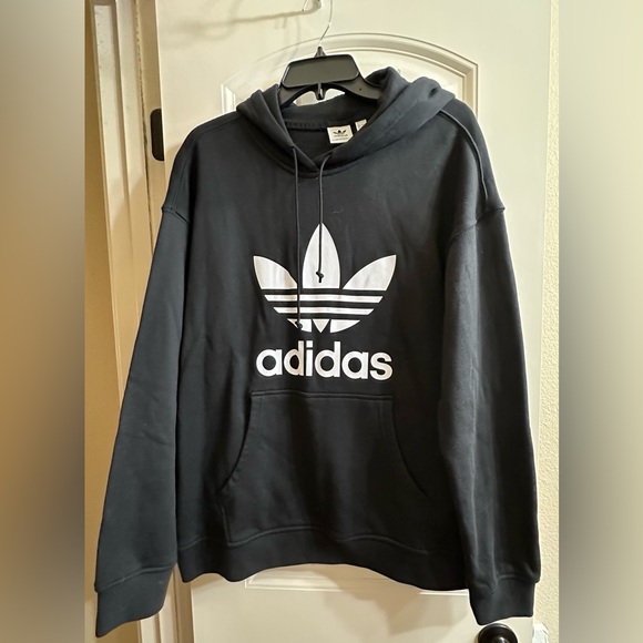 Adidas Black Hoodie with White Logo - Picture 1 of 3